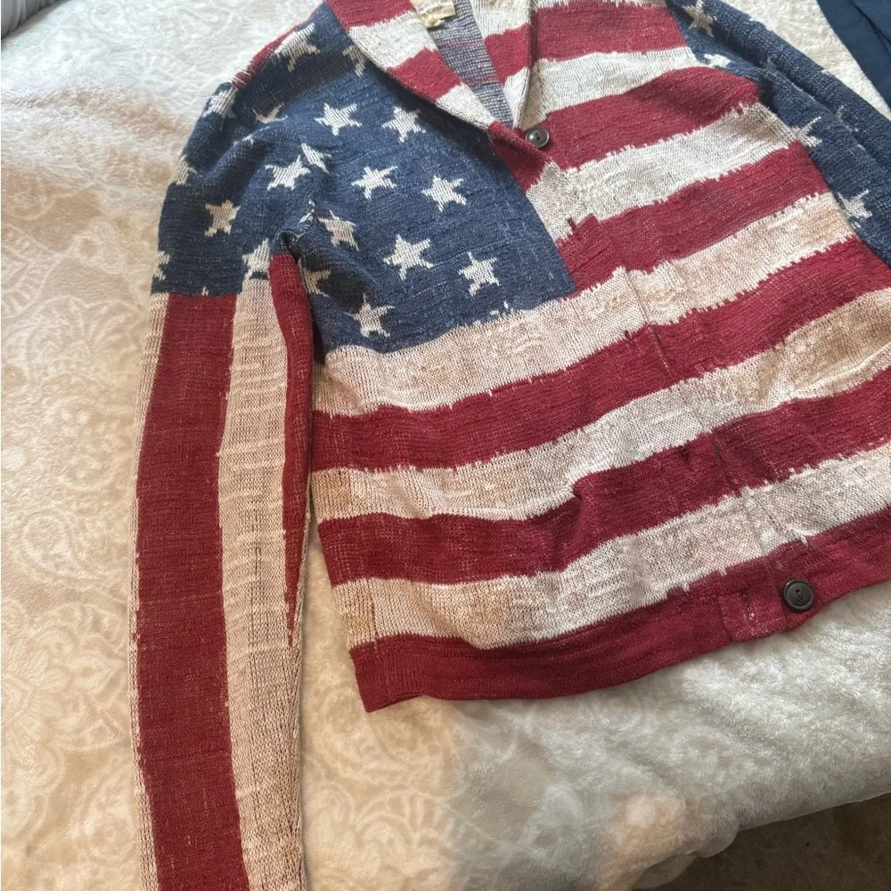 Denim & Supply Ralph Lauren Red, White, Blue American Flag Cardigan - Picture 3 of 7